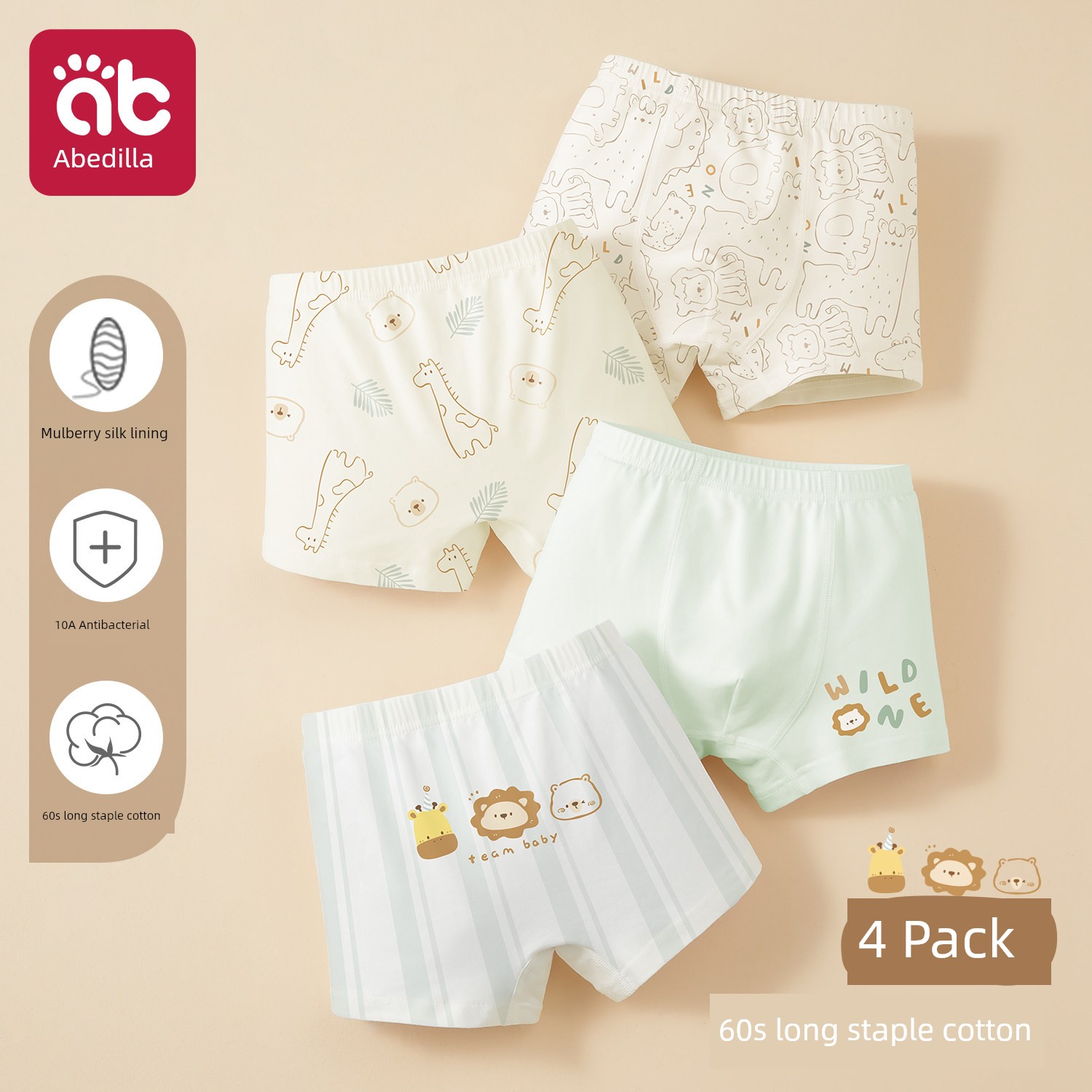 [100% Cotton] Boys' Underwear, Kidsren's Pure Cotton Boxer Shorts, Baby Boys, Kids, All Cotton — 6
