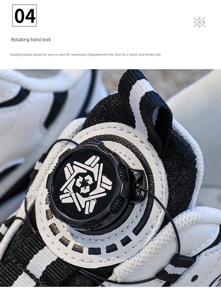 Kading Children's Shoes Boys' Sports Shoes 2026 Autumn New Ultra-Light Leather Waterproof Rotating Button Shock-Absorbing Running Shoes — 9