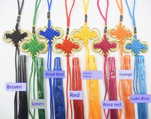 Small Chinese Knot 8 Plate Golden Edge China Small Tassel Ears Car Ornaments Semi-Finished Product Decoration Accessorie