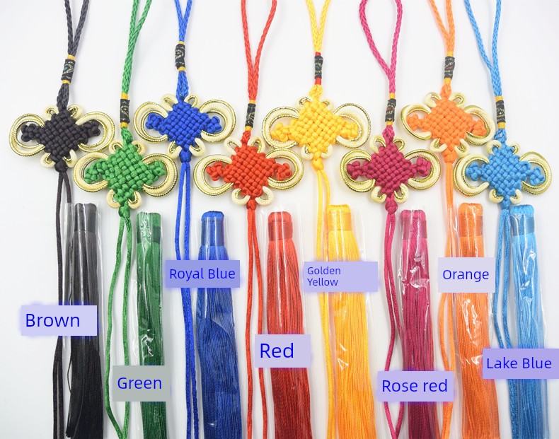 Small Chinese Knot 8 Plate Golden Edge China Small Tassel Ears Car Ornaments Semi-Finished Product Decoration Accessories Special Offer Gold Silk Knot