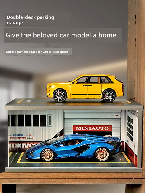 1 18 parking lot storage box dustproof garage model storage display cabinet children car toy parking space 1 24