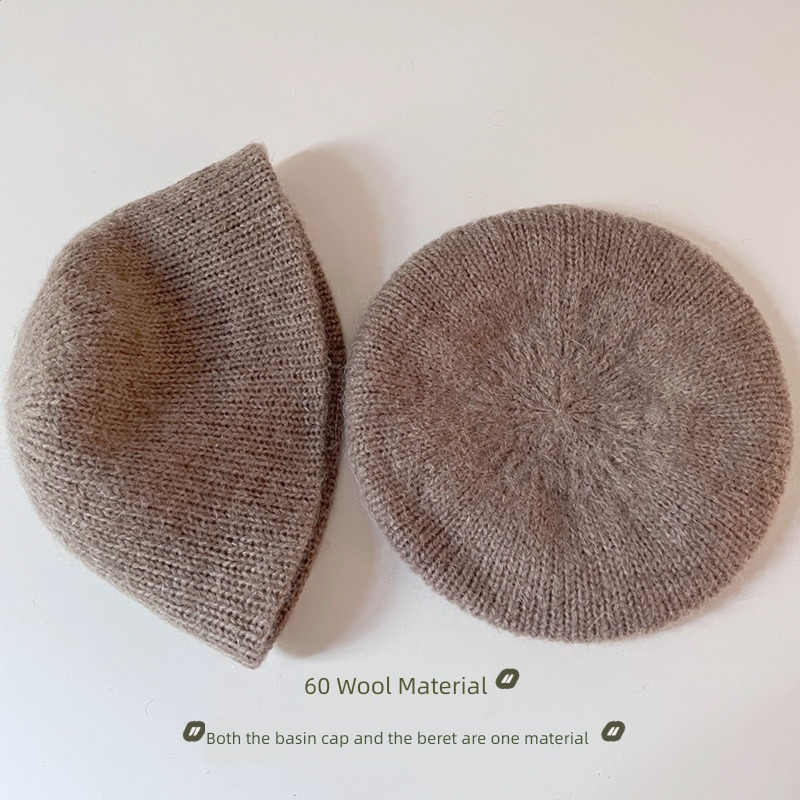 Mohair female Autumn and winter Retro temperament Basin cap Pipi