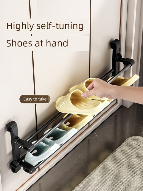 Folding shoe rack Household door 2025 new hot storage artifact space-saving multi-layer punch-free slipper rack