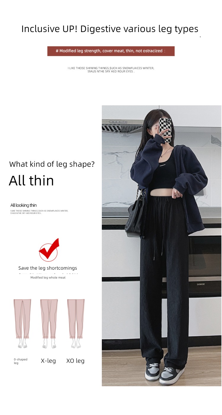 Spring and Autumn High waist leisure time little chap motion Wide leg pants