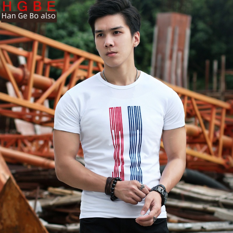 Korean version trend man Self-cultivation Lay a foundation Short sleeve T-shirt