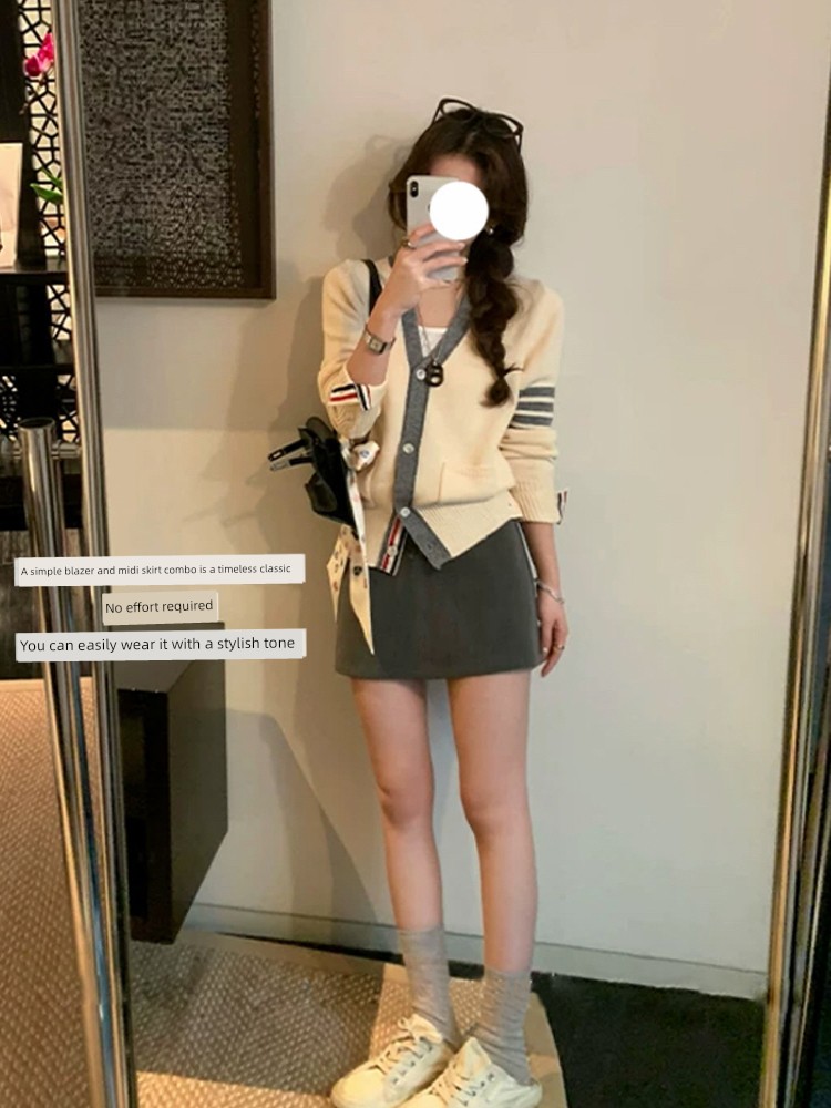 Maternity Gray Suit-Style Hip-Hugging Short Skirt for Spring and Autumn, Korean Style Slimming A-Line Skirt That Doesn'T Squeeze the Belly — 4