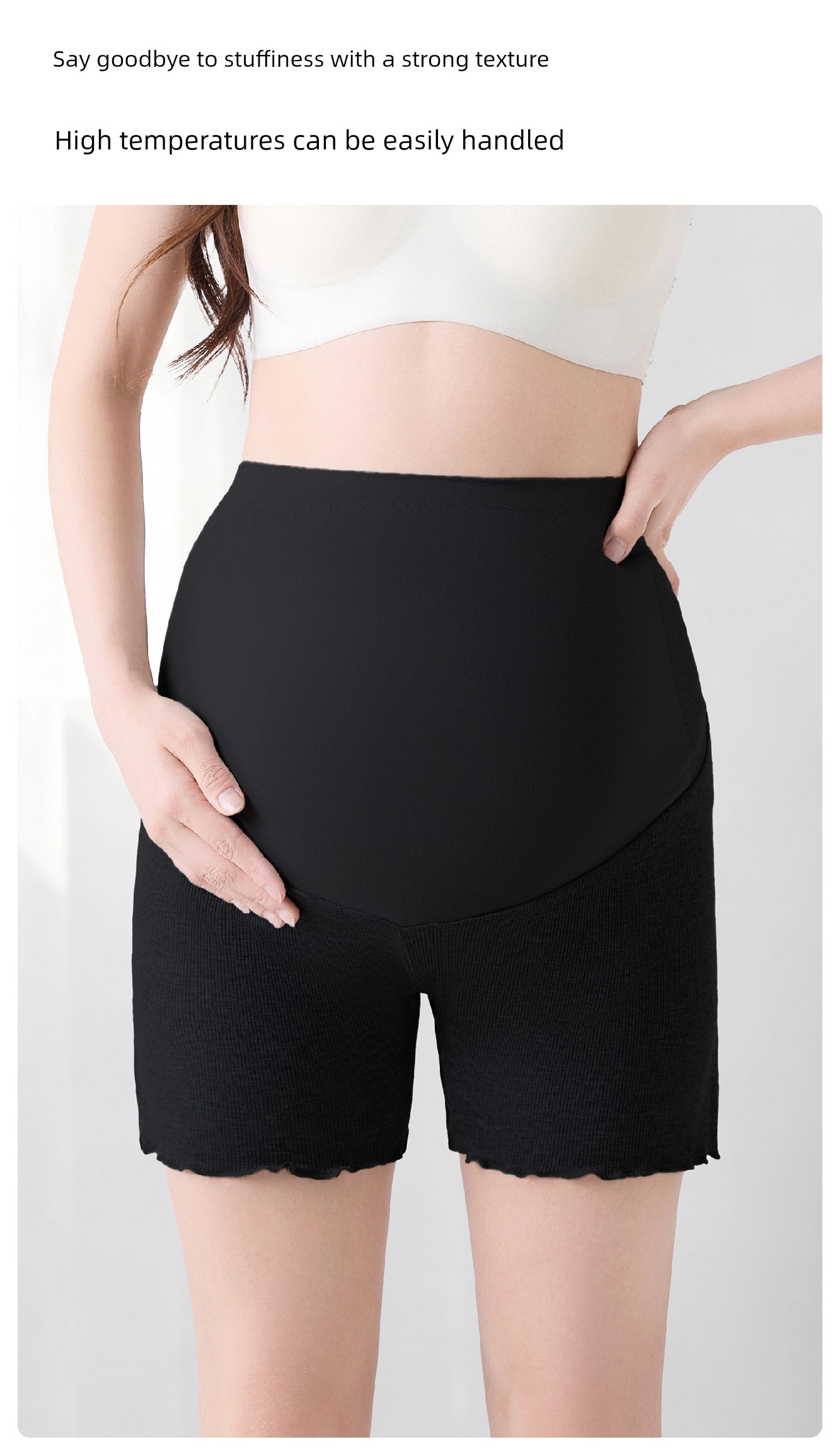 Yeehoo Maternity Safety Shorts Summer Thin Leggings 26 New High-Waisted Belly Support Seamless Anti-Exposure Three-Quarter Leggings — 10