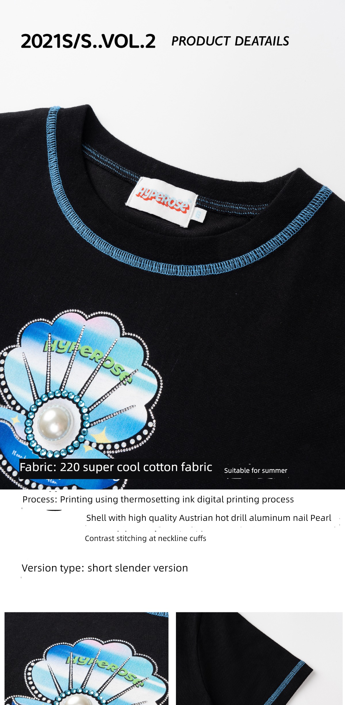 Hyperose Small money Original design Pearl T-shirt