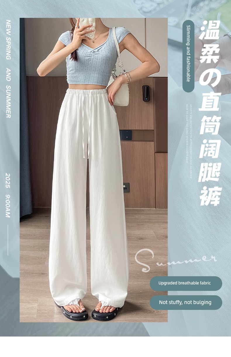 Tall Women's Maternity Pants, Cotton-Linen Wide-Leg Pants, Summer Casual Linen Long Pants, Thin Summer Yamamoto Pants for Women — 2