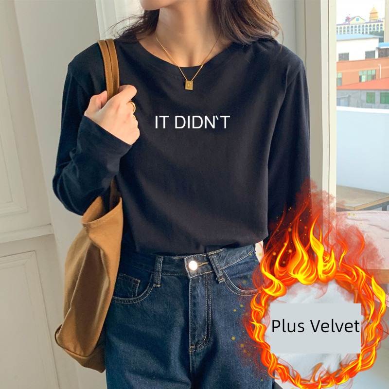 Plush easy Long sleeve T-shirt Foreign style jacket Undershirt
