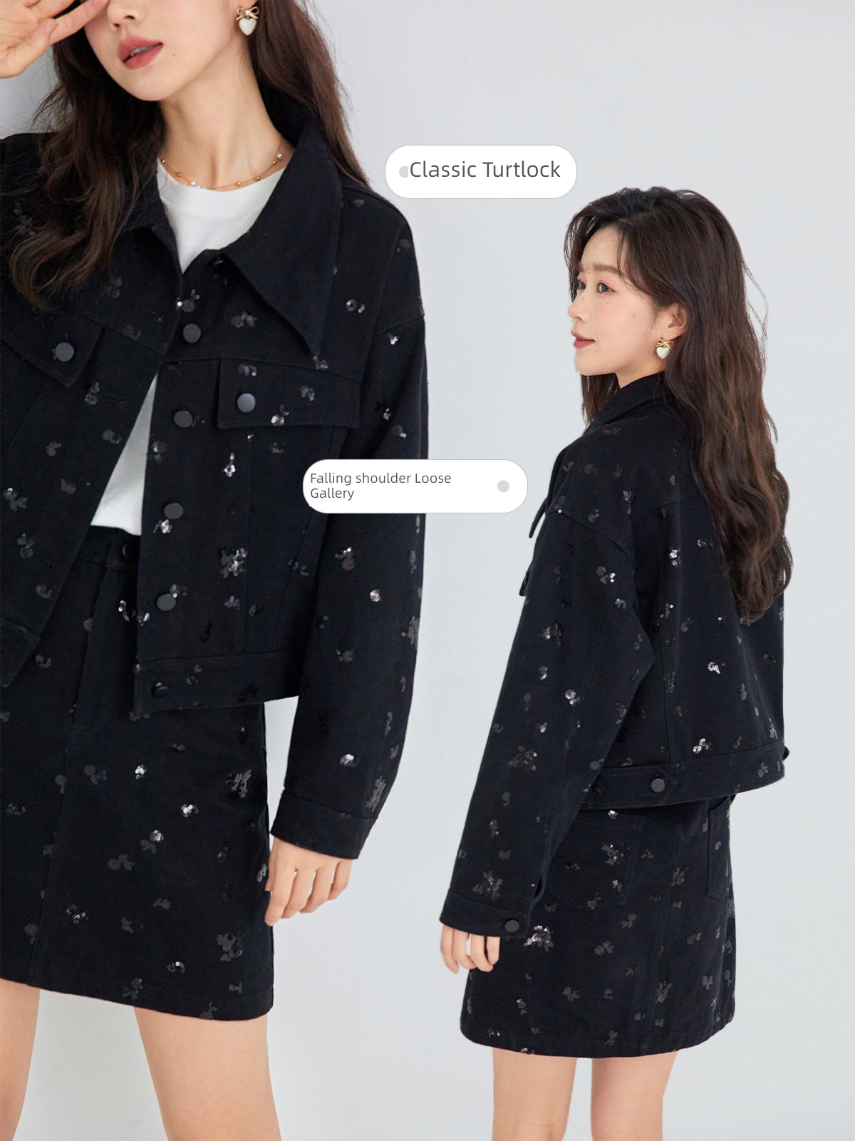 Fan rabbit Advanced sense cowboy Skirt  female suit Sequins