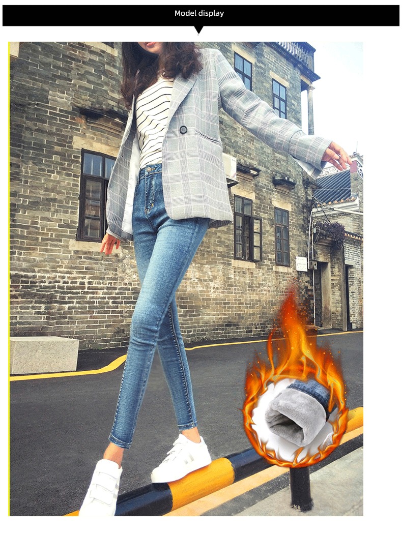 2022 winter High waist Wear out lengthen Jeans