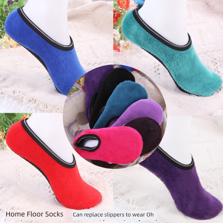 free shipping keep warm Plush glue  non-slip children socks
