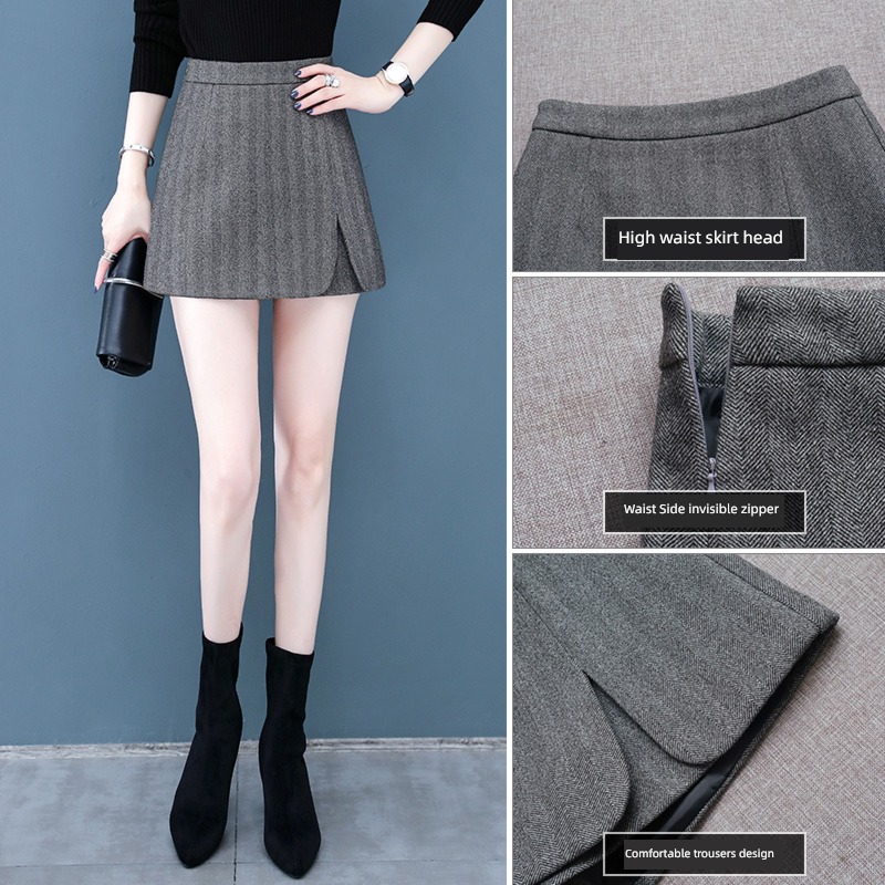 High waist Lay a foundation Wear out Versatile winter Wool shorts