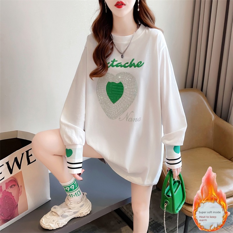 two-sided Derong Long sleeve T-shirt female Undershirt 2022 Autumn and winter clothes Medium and long term Inner lap Sense of design Sequins jacket