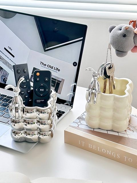 High-value ceramic makeup brush storage barrel brush bucket storage rack desktop storage box dressing table cosmetic pen barrel