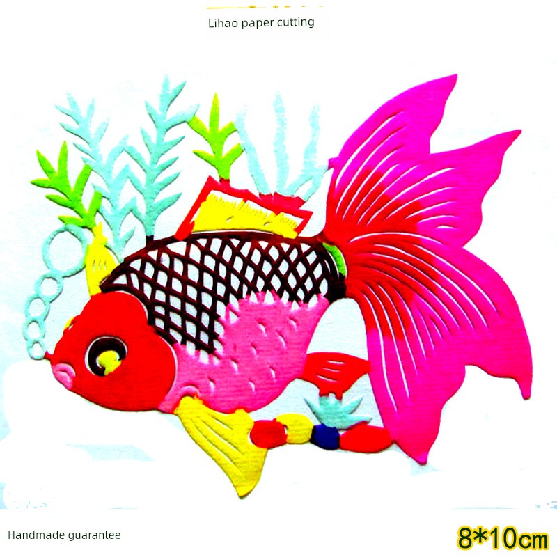 Handmade Colored Paper-Cut Paintings of Window Flowers and Goldfish in Chinese Style, Suitable for Home Use, Student Decoration, Appreciation, Collection, and Gifts