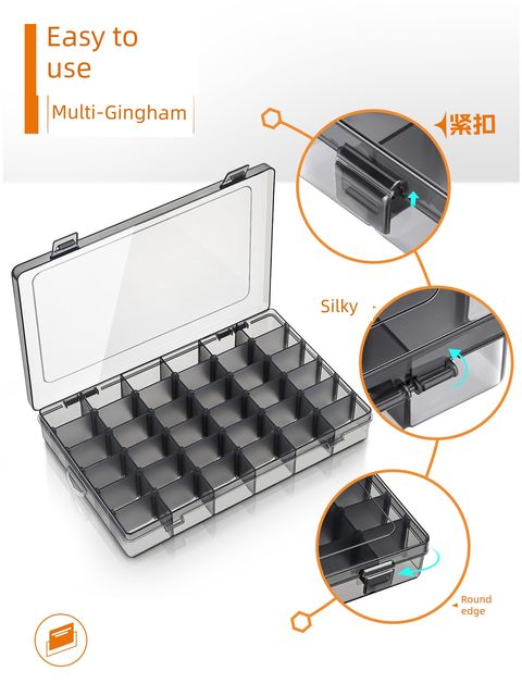 Frequently Hut parts storage box screw tool rectangular plastic box hardware accessories component classification multi-grid transparent
