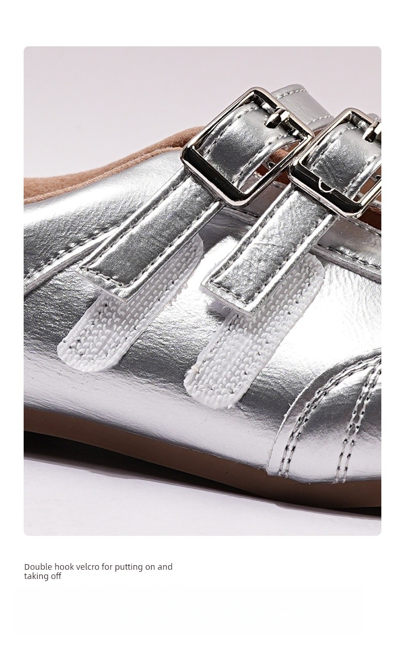 Zhuoshini Princess Shoes Girls' Leather Shoes Autumn New Children's Shoes Soft Sole Silver Mary Jane Little Girls' Single Shoes — 4