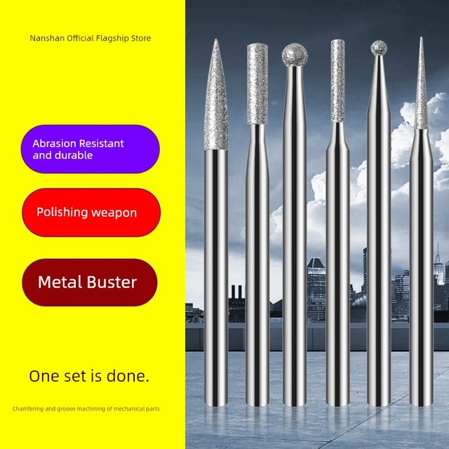 Nanshan Diamond Grinding Head 3mm Alloy Corundum Grinding Head BMS-300 Set Jade Carving Tool