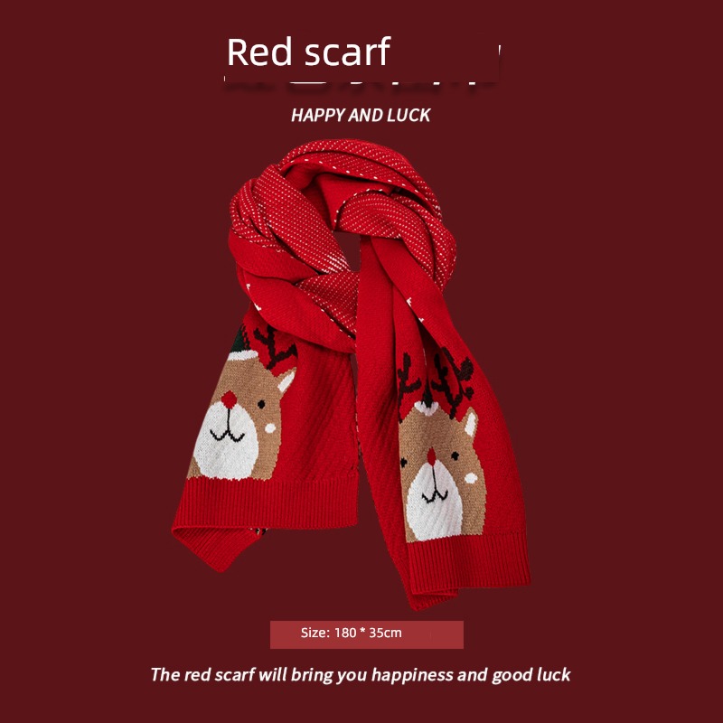 female winter Versatile Christmas gift claret scarf