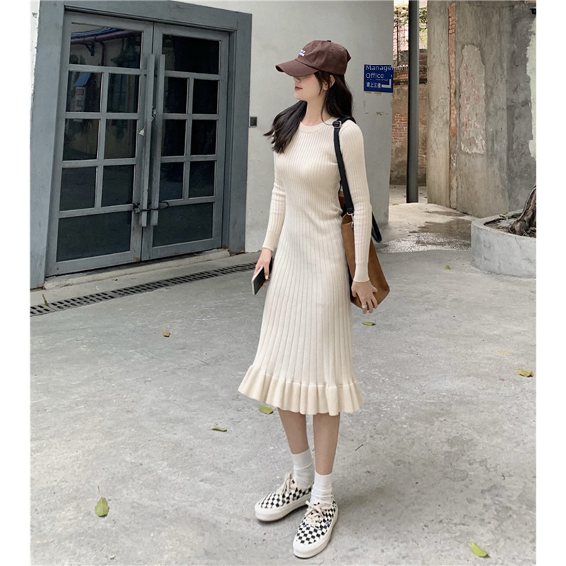 Autumn and winter Dress Self-cultivation Wear out Inner lap Medium length fish tail