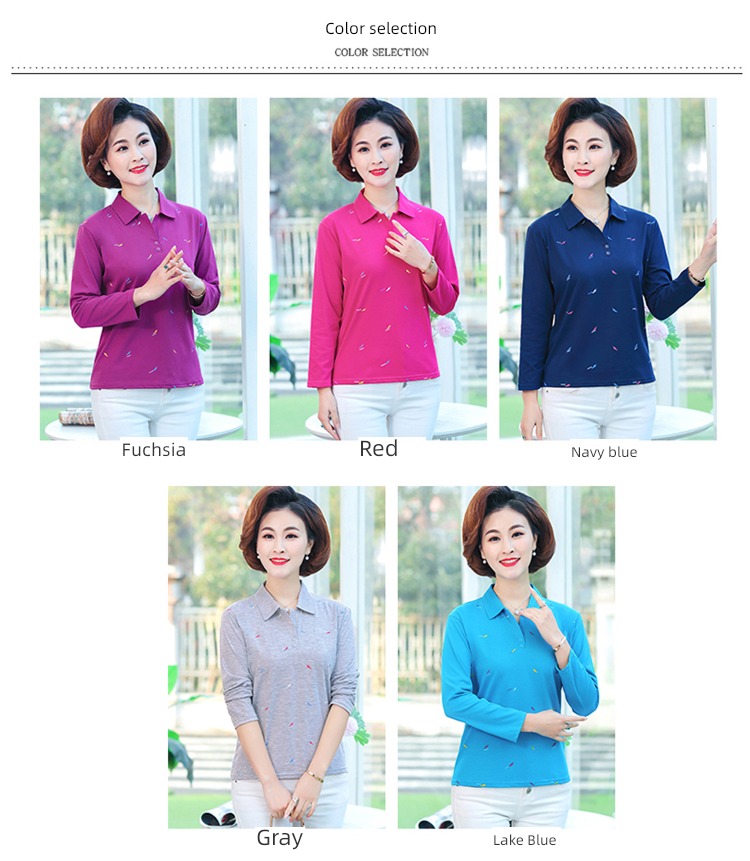 ma'am printing Autumn  Collar Undershirt Long sleeve T-shirt