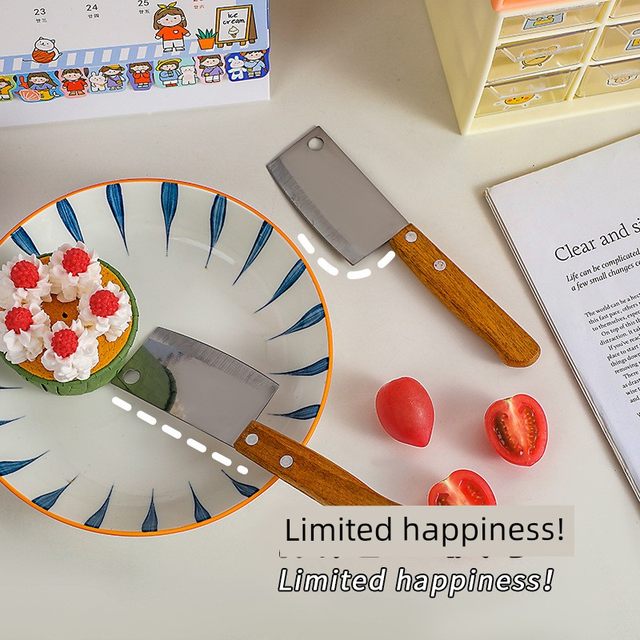 Japanese Ins cute mini kitchen knife disassembled express unboxing knife portable wooden handle fruit bread butter sauce knife