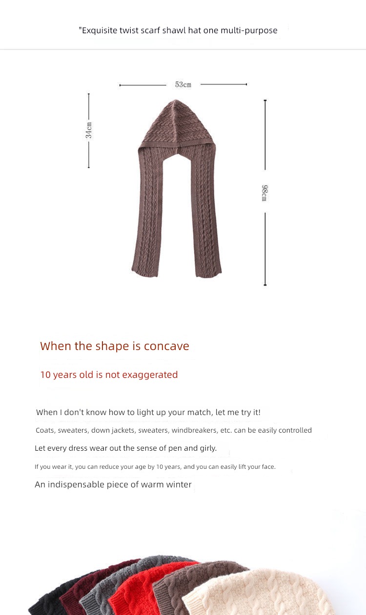 Autumn and winter Hooded one Cervical spine protection Wool female Shawl
