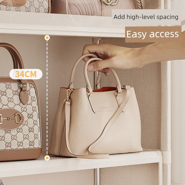 Bag storage artifact storage box Household wardrobe Small bag storage rack Organizing rack Dust-proof flip-floor-standing cabinet