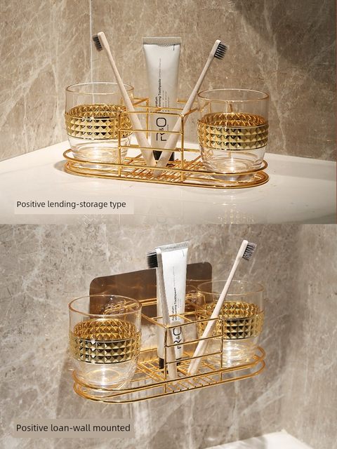 Light luxury glass mouthwash cup household toothbrush cup storage rack couple toothpaste toothbrush cup storage toilet cup set
