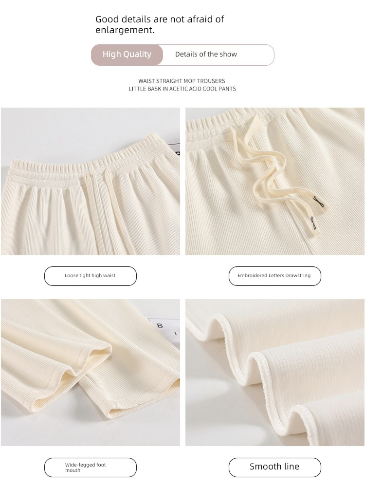 knitting female Autumn and winter Plush High waist easy Wide leg pants