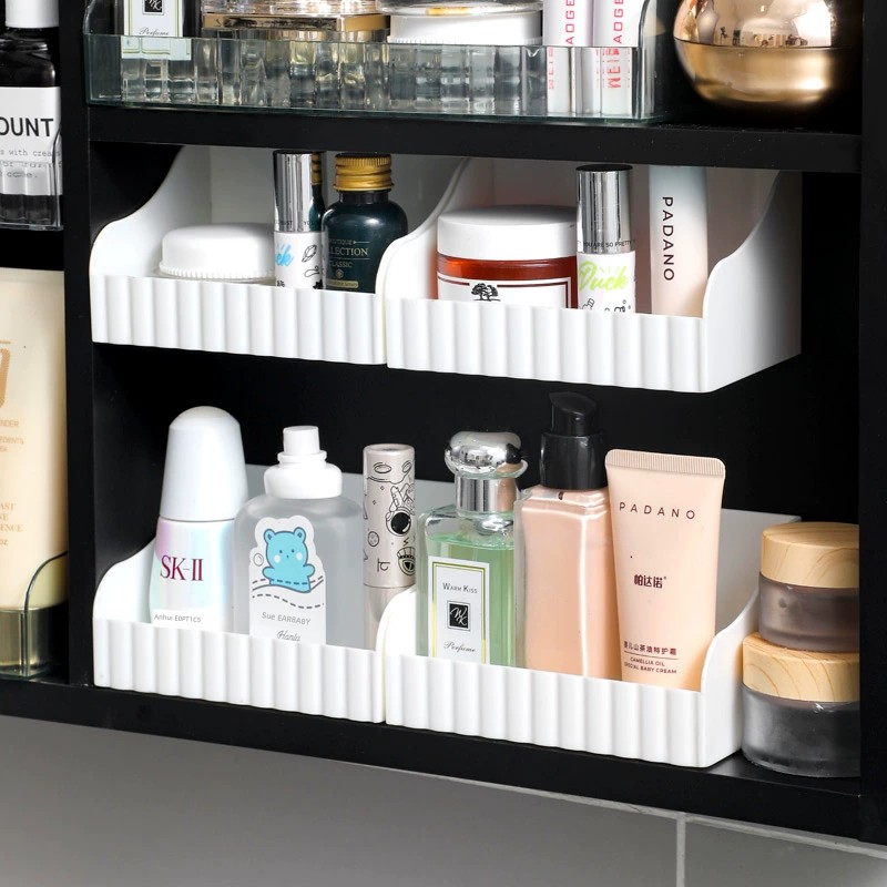 鏡櫃收納盒衛生間化妝品置物架浴室壁掛式整理盒子桌麪免打孔小號