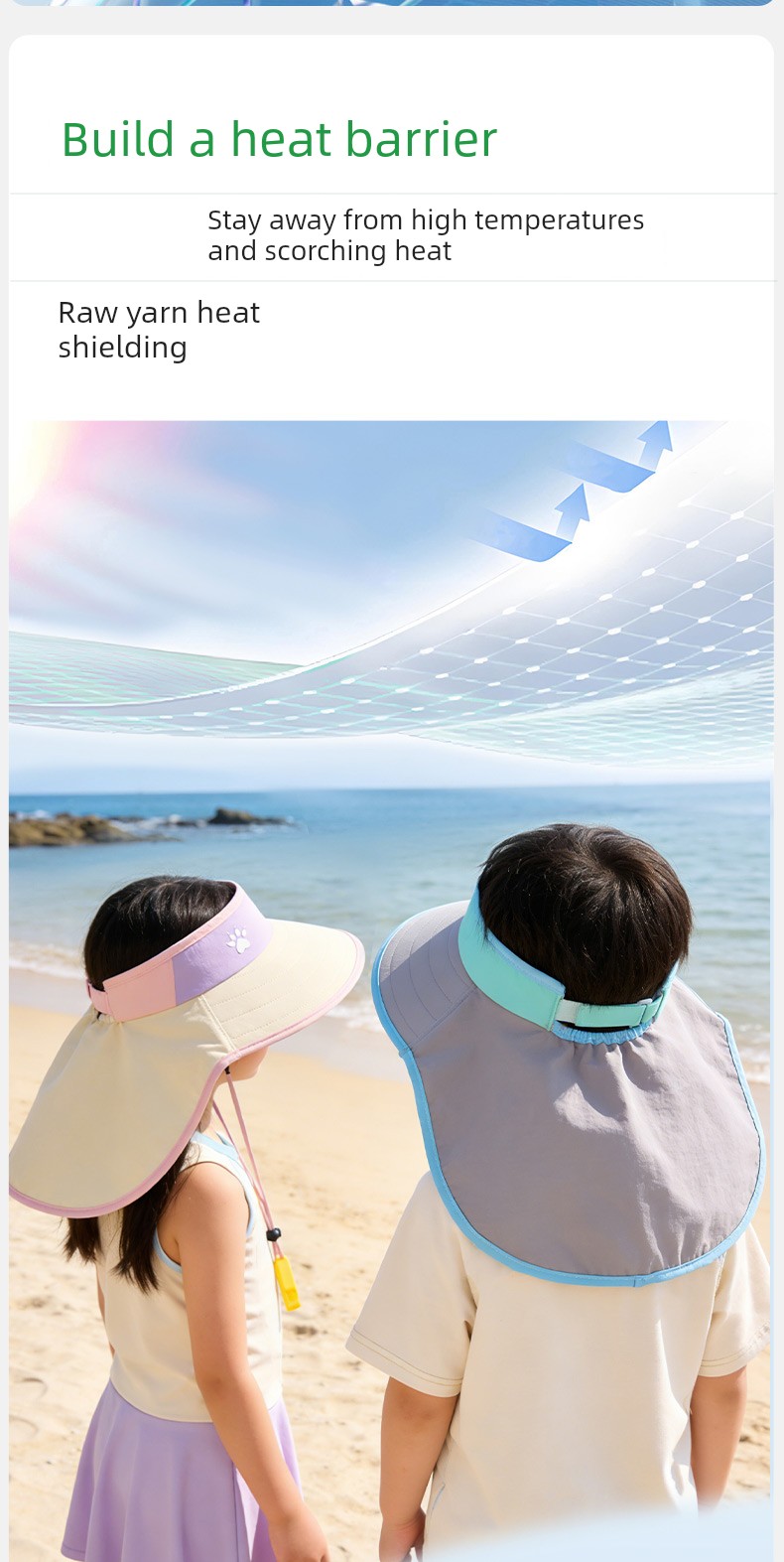 Kalmei Children's Sun Protection Hat for Boys and Girls, Large Brim Sun Hat with Shawl, Summer Open-Top Hat, Uv Protection — 7