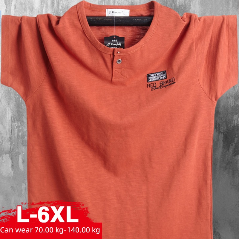 feel Short sleeve Open collar the fat Sweaters Fat version flax