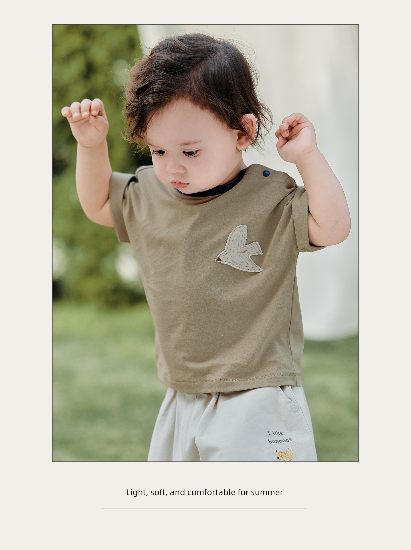 Guiqi Bear Baby Short Sleeve T-Shirt Top Summer Children's Casual Clothing Pure Cotton Thin Style Cute Outing Wear for Infants and Toddlers — 11