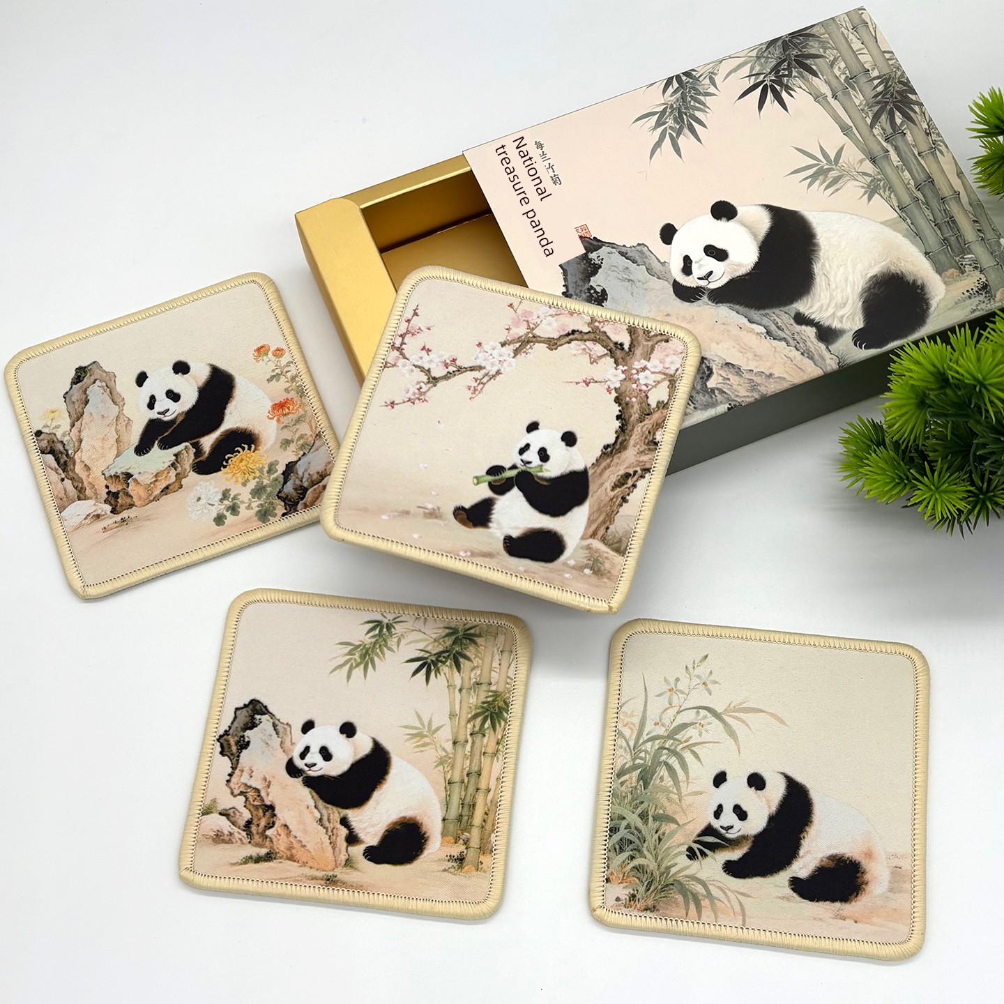 Silk Coaster Chinese Style Special Gift Chinese Style Hand Gift for Old Foreigners Overseas Beijing Souvenir