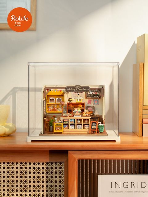 rolife若来DIY小屋防尘罩展示盒家用积木仿亚克力玩具收纳透明盒