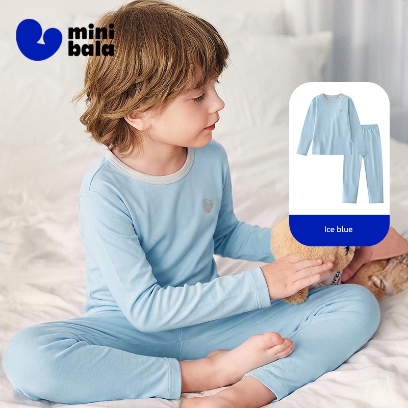 Mini Balabala Boys and Girls Autumn Clothing Set, Soft and Elastic Cotton Thermal Home Wear Underwear Set 2026 Autumn and Winter — 8