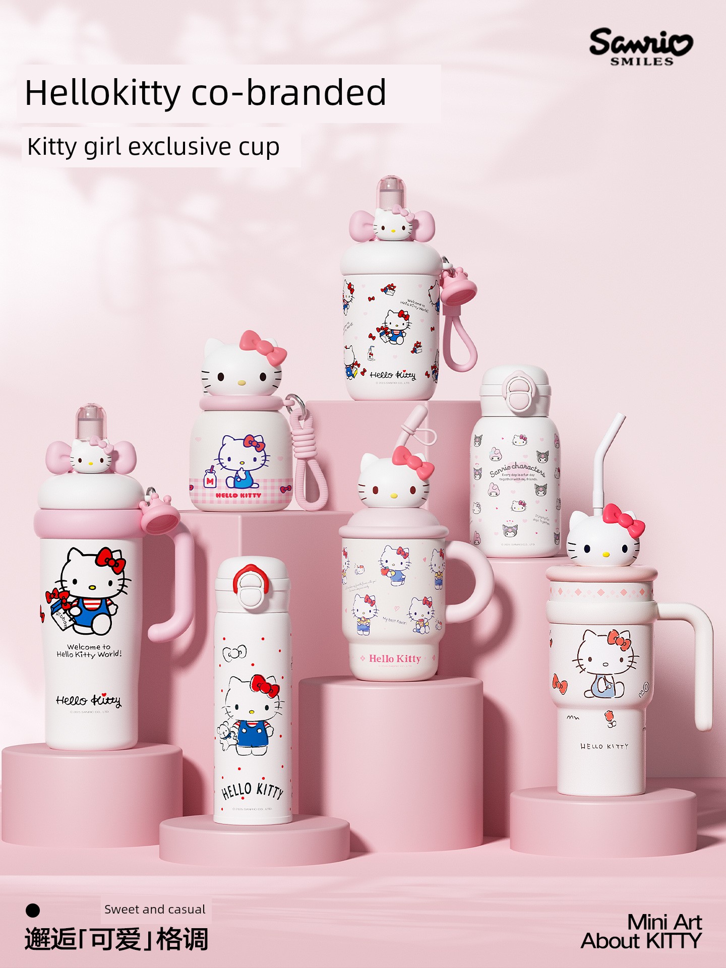 Birthday Gift for Best Friend, Practical and Cute Straw Water Cup, Hellokitty Thermos Cup for Girls