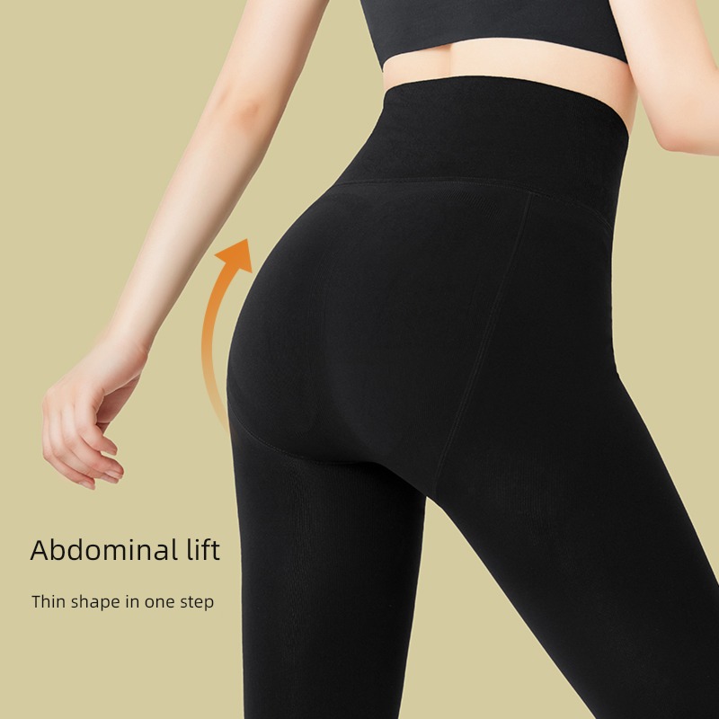spring and autumn Thin money Plush black pressure Thin legs Leggings
