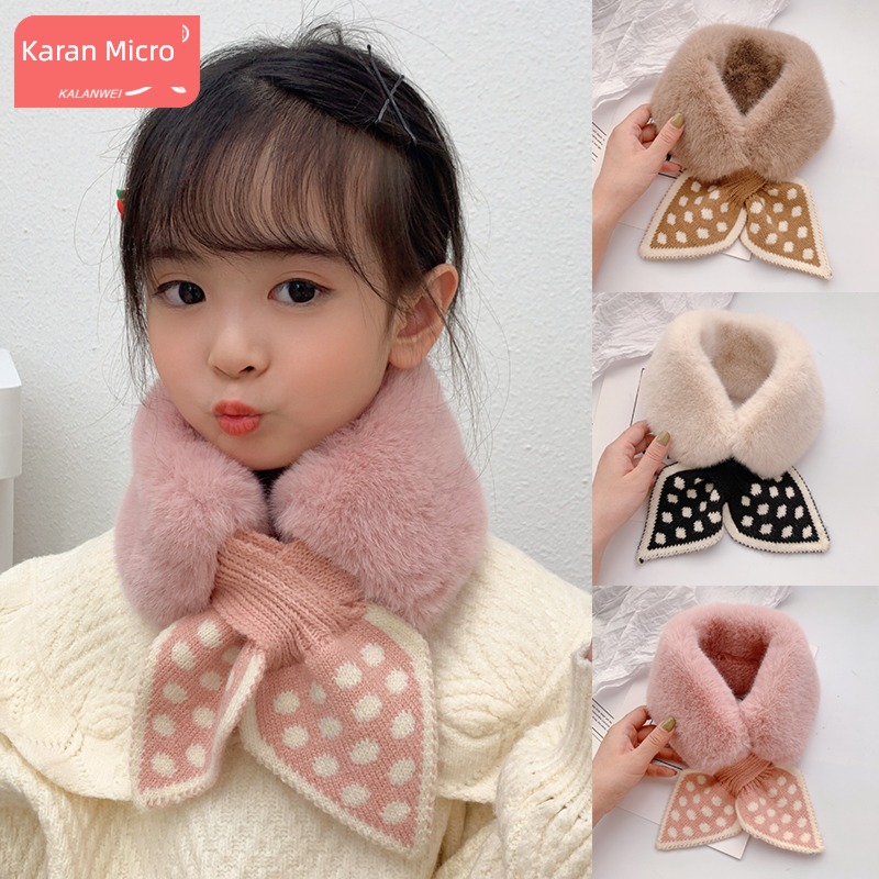 winter children girl Korean version thickening Fur collar scarf