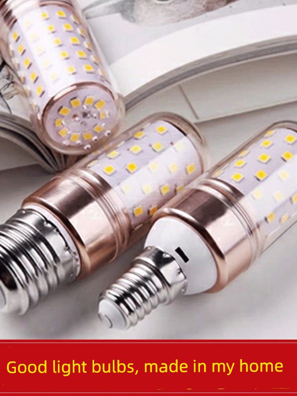 Super Bright Led Light Bulb, White Light, Household Neutral Indoor Three-Color Threaded E27 Large Screw Base E14 Energy-Saving Corn Light Bulb