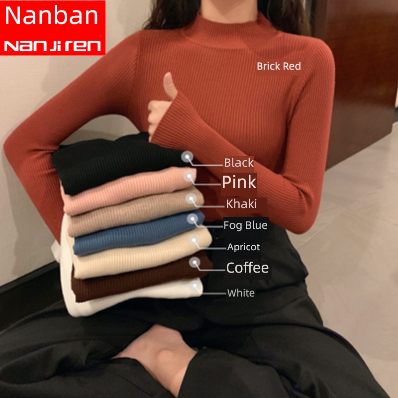 Half high collar Thin money knitting Foreign style jacket Undershirt