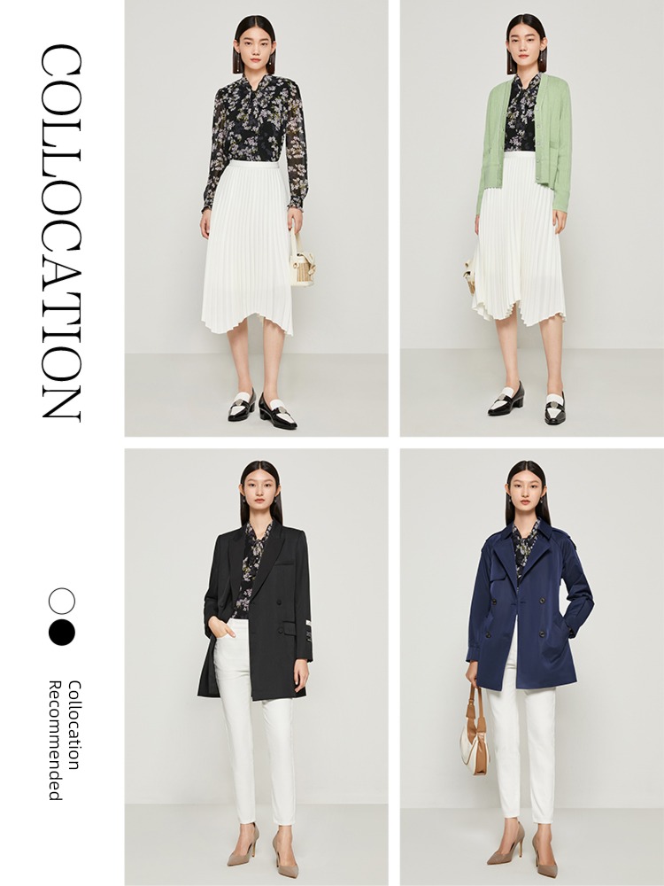 Jiuzi Ribbon commute fashion little chap Chiffon shirt
