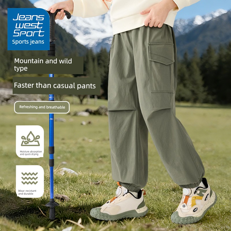 Sports Jeanswest Girls' Pants 2026 New Style Outdoor Workwear Pants Children's Long Pants Spring and Autumn Thin Style for Big Girls — 2