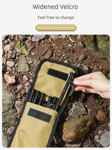Outdoor camping tent floor nail storage bag steel nail finishing bag hand-held envelope type sky curtain building nail tool pack