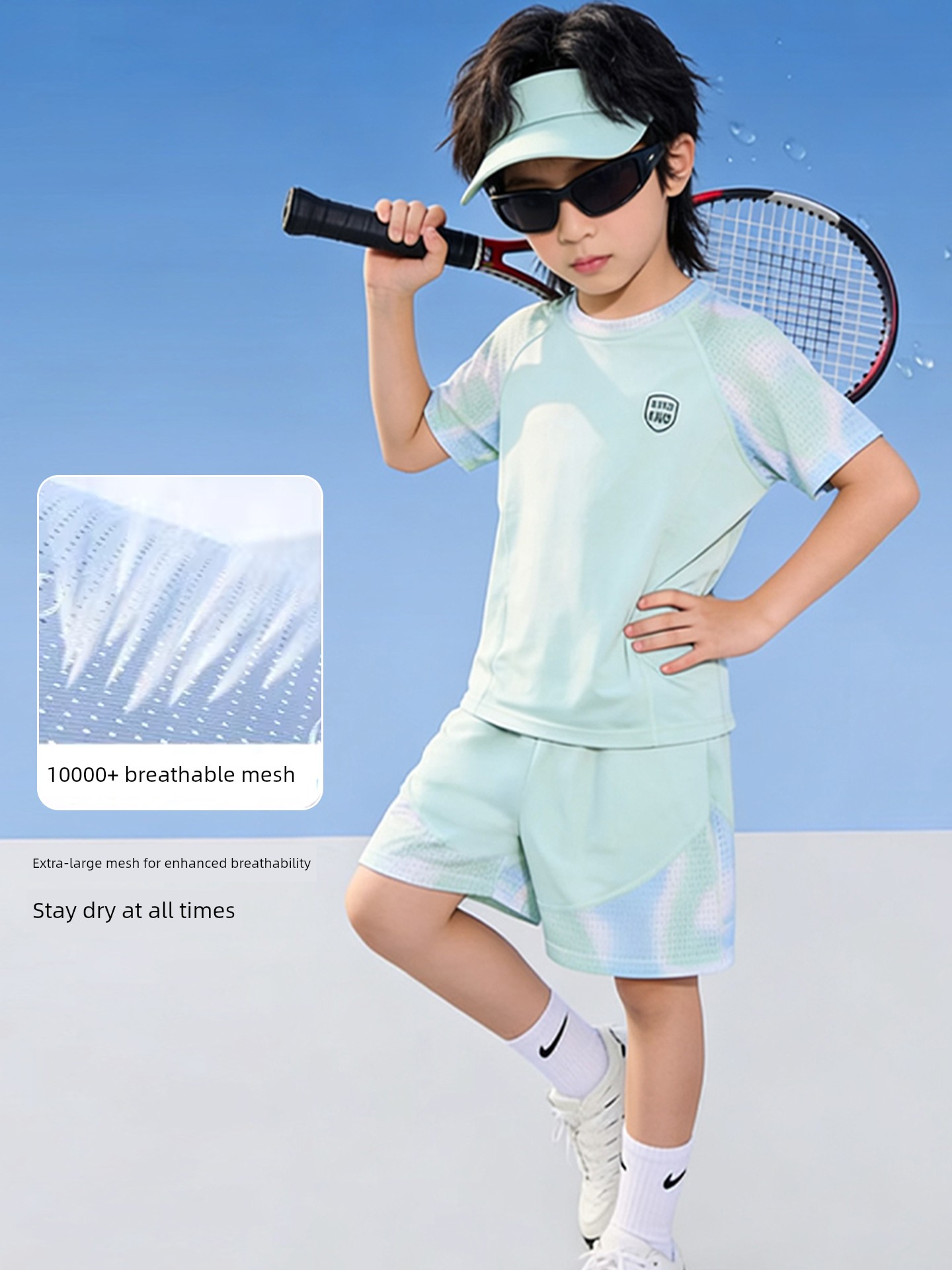 2026 New Children's Clothing Girls' Quick-Drying Sports Suit Children's Ice Silk Short-Sleeved Two-Piece Set Boys' Mesh Basketball Uniform — 3