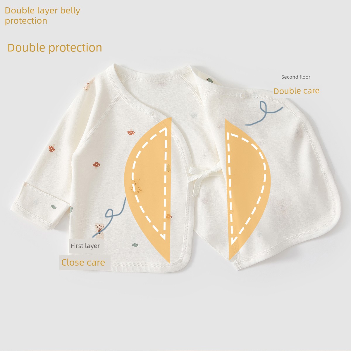 Jq Jingqi Half-Back Shirt for Newborns, Spring and Autumn Clothing, Size 52, Maternity Ward Robe, Newborn Baby Top, Class a — 2