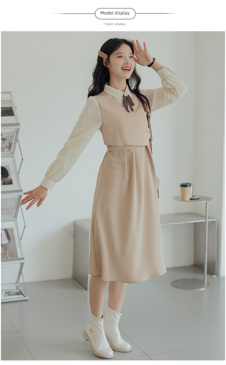 Autumn and winter Academic atmosphere teacher interview Shirt skirt Fake two